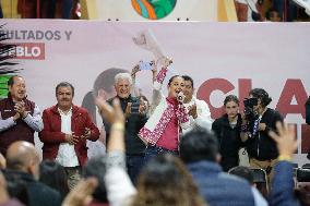 Claudia Sheinbaum Presidential Pre- Candidate Political Rally In Tlaxcala