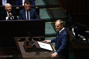 Donald Tusk Delivers His Programme Speech At Polish Parliament