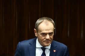 Donald Tusk Delivers His Programme Speech At Polish Parliament