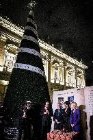 The Christmas Tree Dedicated To The Italian Constitution Was Lit In Piazza Del Campidoglio.