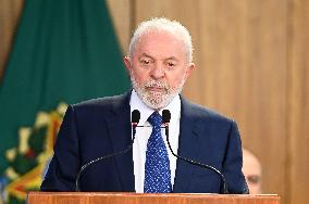 Brazil's President Luiz Inácio Lula Da Silva Unveils Public Bank Investments