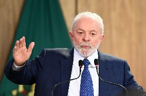 Brazil's President Luiz Inácio Lula Da Silva Unveils Public Bank Investments