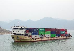 Cargo Ships on The Yangtze River in Yichang