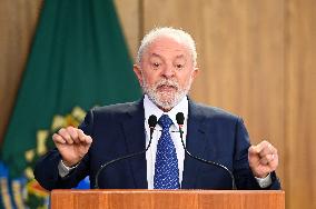 Brazil's President Luiz Inácio Lula Da Silva Unveils Public Bank Investments