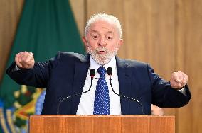 Brazil's President Luiz Inácio Lula Da Silva Unveils Public Bank Investments