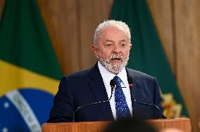 Brazil's President Luiz Inácio Lula Da Silva Unveils Public Bank Investments