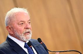 Brazil's President Luiz Inácio Lula Da Silva Unveils Public Bank Investments