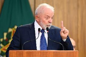 Brazil's President Luiz Inácio Lula Da Silva Unveils Public Bank Investments