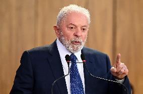 Brazil's President Luiz Inácio Lula Da Silva Unveils Public Bank Investments