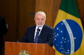 Brazil's President Luiz Inácio Lula Da Silva Unveils Public Bank Investments