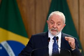 Brazil's President Luiz Inácio Lula Da Silva Unveils Public Bank Investments