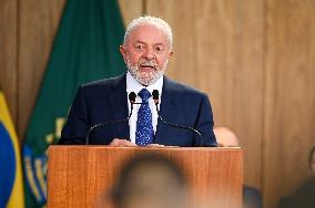 Brazil's President Luiz Inácio Lula Da Silva Unveils Public Bank Investments