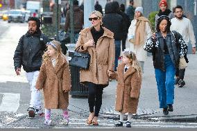 Nicky Hilton With Daughters Lily And Teddy Out - NYC