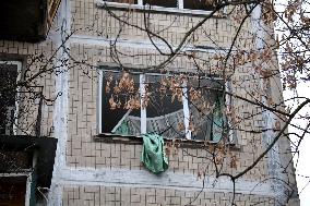 Aftermath of Russian ballistic missile attack on Kyiv