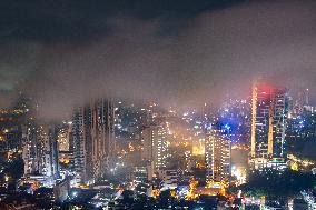 Colombo City Night View From The Top Of The City During The Cloudy Days