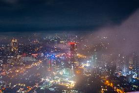 Colombo City Night View From The Top Of The City During The Cloudy Days