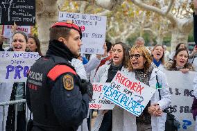 Second Day Of Strike By Public Health Unions In Catalonia.