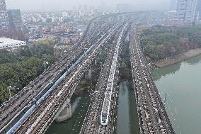 A Bullet Train Runs in Nanjing