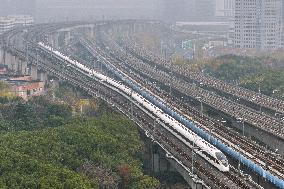 A Bullet Train Runs in Nanjing