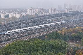 A Bullet Train Runs in Nanjing