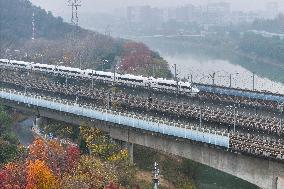 A Bullet Train Runs in Nanjing