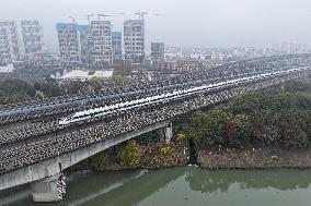 A Bullet Train Runs in Nanjing