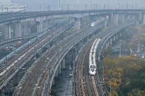 A Bullet Train Runs in Nanjing