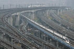 A Bullet Train Runs in Nanjing