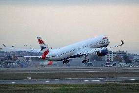 Third test flight of a British Airways Airbus A350-1041 in Toulouse