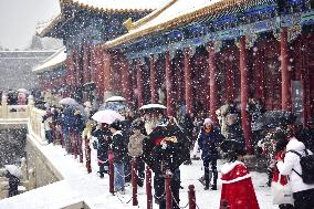 The Forbidden City Snow Scenery in Beijing