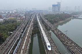 A Bullet Train Runs in Nanjing