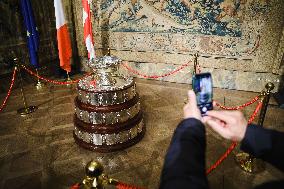 The Davis Cup Trophy On Display For The First Stage Of The Trophy Tour At Palazzo Marino In Milan