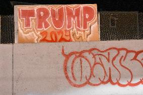 Trump 2024 Graffiti Sign Seen In Paterson