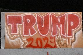Trump 2024 Graffiti Sign Seen In Paterson