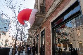 Giant Santa Hat in Shanghai