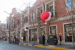 Giant Santa Hat in Shanghai