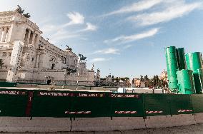 The Construction Site For The Metro Line C Stop In Piazza Venezia