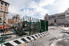 The Construction Site For The Metro Line C Stop In Piazza Venezia