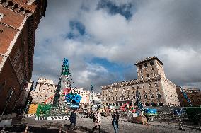 The Construction Site For The Metro Line C Stop In Piazza Venezia