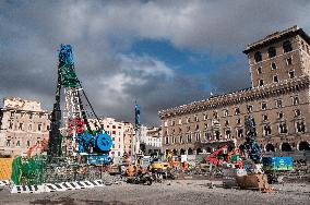 The Construction Site For The Metro Line C Stop In Piazza Venezia