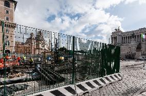 The Construction Site For The Metro Line C Stop In Piazza Venezia