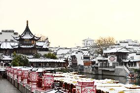 Confucius Temple Snow Scenery in Nanjing