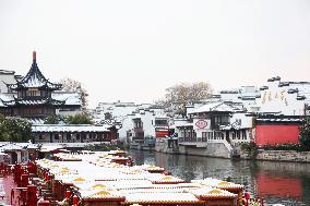 Confucius Temple Snow Scenery in Nanjing