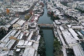 Confucius Temple Snow Scenery in Nanjing