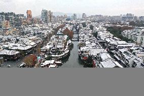 Confucius Temple Snow Scenery in Nanjing