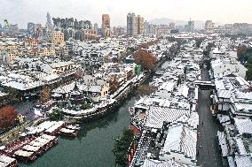 Confucius Temple Snow Scenery in Nanjing