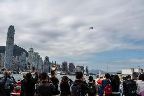Hong Kong C919 Flyby Of Victoria Harbour