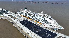 China First Large Cruise Ship Adora Magic City in Shanghai