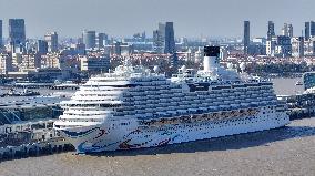 China First Large Cruise Ship Adora Magic City in Shanghai