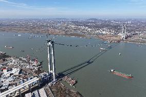 The Longtan Yangtze River Bridge Under Construction in Nanjing